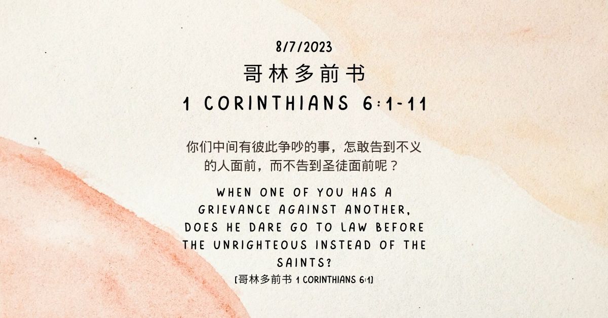 哥林多前书1 Corinthians 6:1-11 - FMC